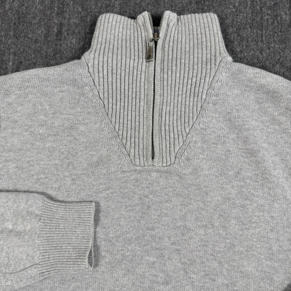 Brooks Brothers 346 Men's M Cashmere Cotton Quarter Zip Sweater Gray Pullover